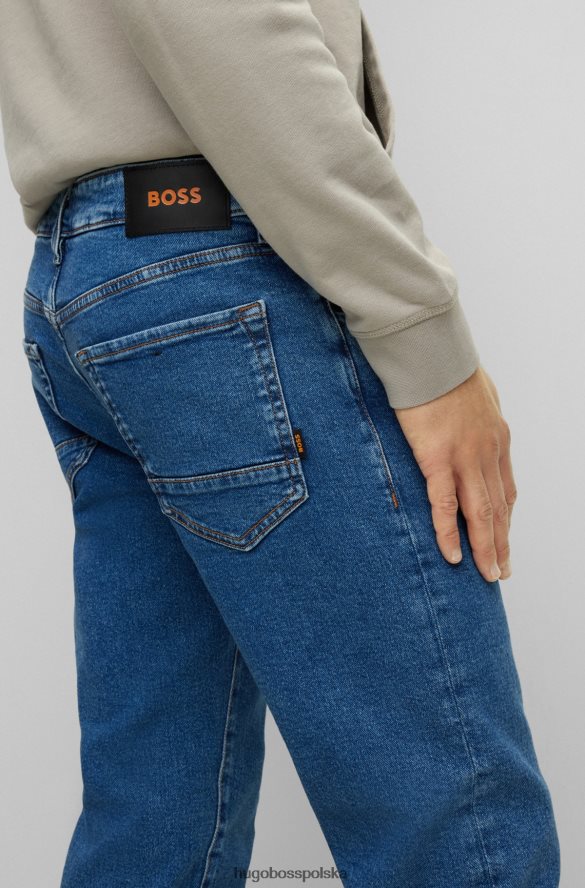 Hugo Boss Niebieskie dżinsy o regularnym kroju z niebieskiego, wygodnego, elastycznego denimu hugo niebieski R0X0H61279
