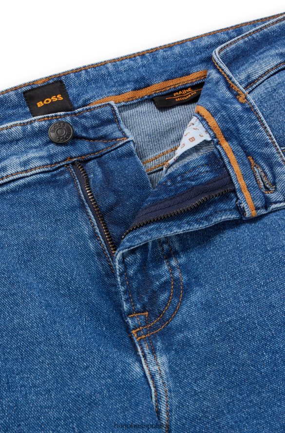 Hugo Boss Niebieskie dżinsy o regularnym kroju z niebieskiego, wygodnego, elastycznego denimu hugo niebieski R0X0H61279