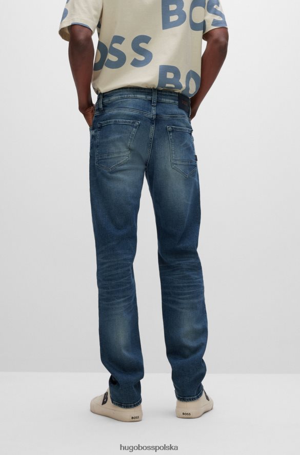 Hugo Boss Niebieskie jeansy hugo o regularnym kroju z wygodnego, elastycznego denimu i wyblaknięcia niebieski R0X0H61269