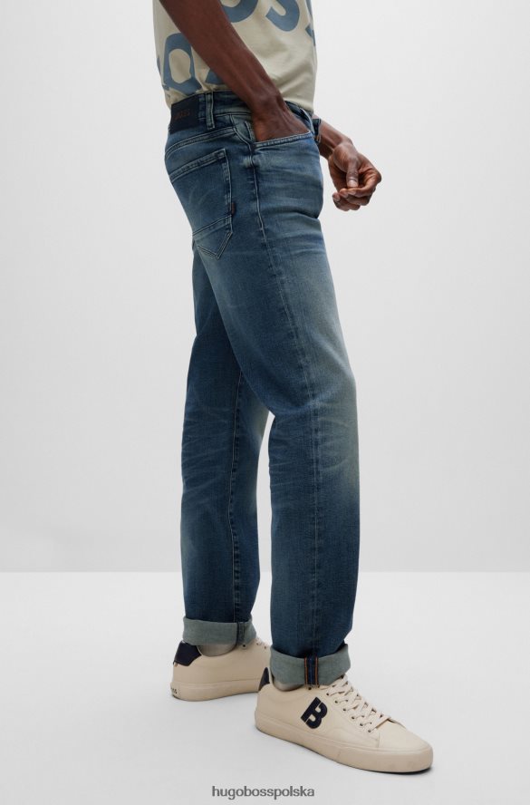 Hugo Boss Niebieskie jeansy hugo o regularnym kroju z wygodnego, elastycznego denimu i wyblaknięcia niebieski R0X0H61269