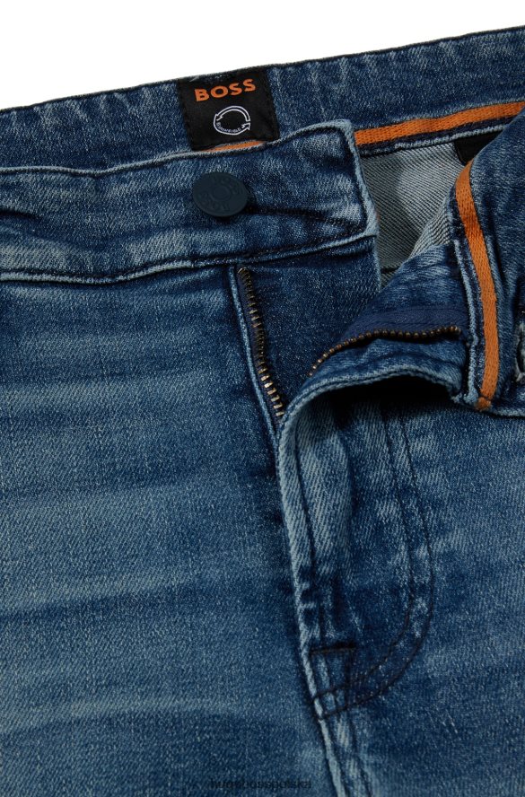 Hugo Boss Niebieskie jeansy hugo o regularnym kroju z wygodnego, elastycznego denimu i wyblaknięcia niebieski R0X0H61269