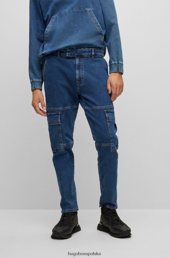 Hugo Boss Niebieskie, zwężane dżinsy hugo z niebieskiego denimu niebieski R0X0H64494