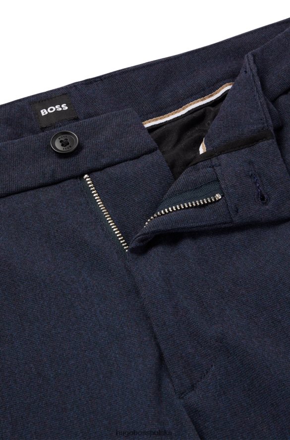 Hugo Boss Spodnie Hugo o dopasowanym kroju, wykonane z elastycznej tkaniny w mikrowzorzysty w kolorze ciemnoniebieskim ciemny niebieski R0X0H6992