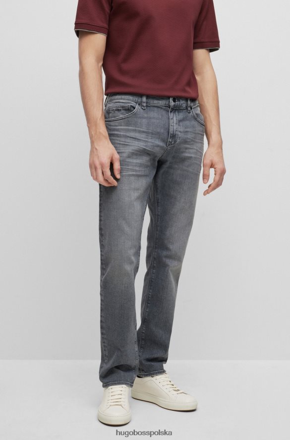 Hugo Boss Szare dżinsy hugo o regularnym kroju z szarego, włoskiego, miękkiego w dotyku denimu szary R0X0H61612