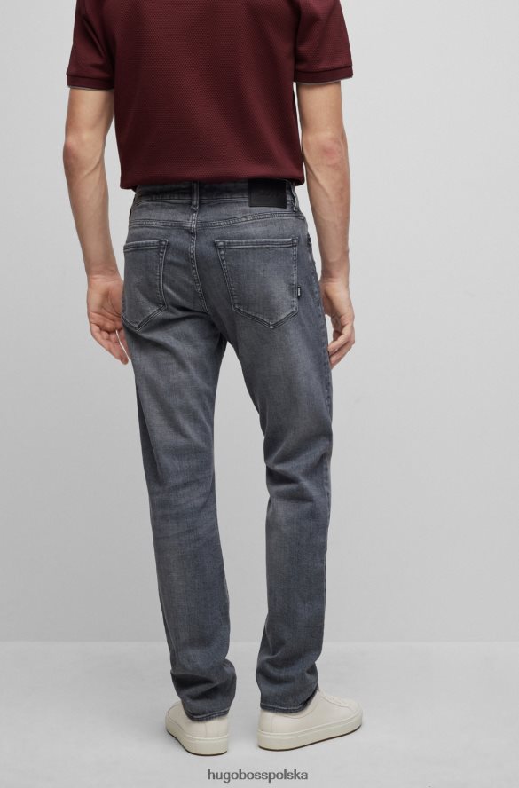 Hugo Boss Szare dżinsy hugo o regularnym kroju z szarego, włoskiego, miękkiego w dotyku denimu szary R0X0H61612
