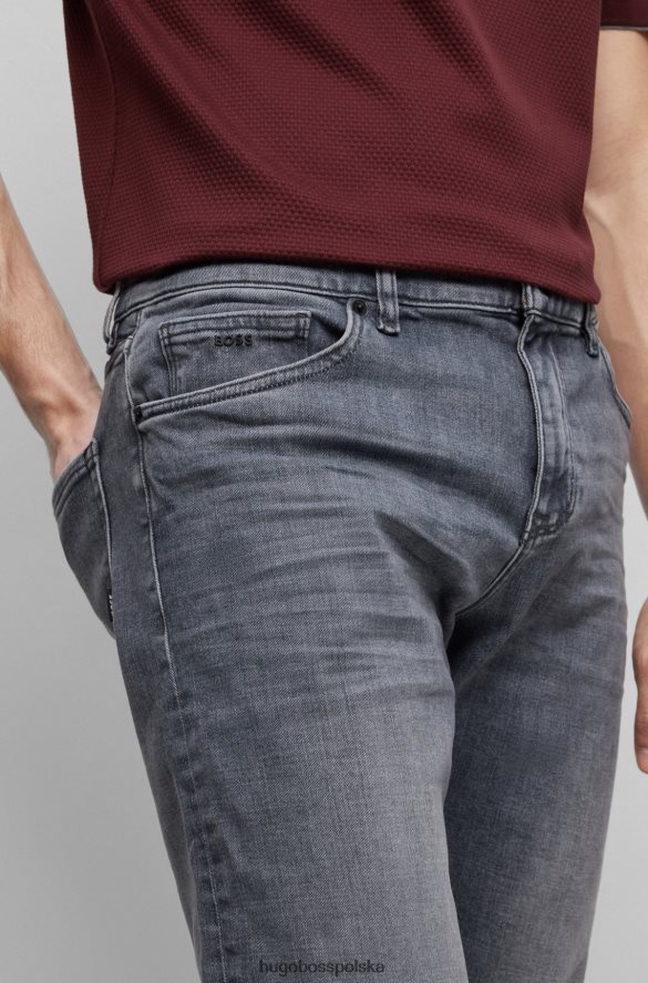Hugo Boss Szare dżinsy hugo o regularnym kroju z szarego, włoskiego, miękkiego w dotyku denimu szary R0X0H61612