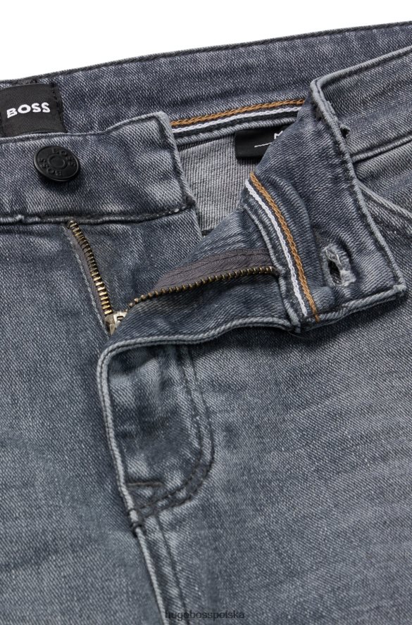 Hugo Boss Szare dżinsy hugo o regularnym kroju z szarego, włoskiego, miękkiego w dotyku denimu szary R0X0H61612