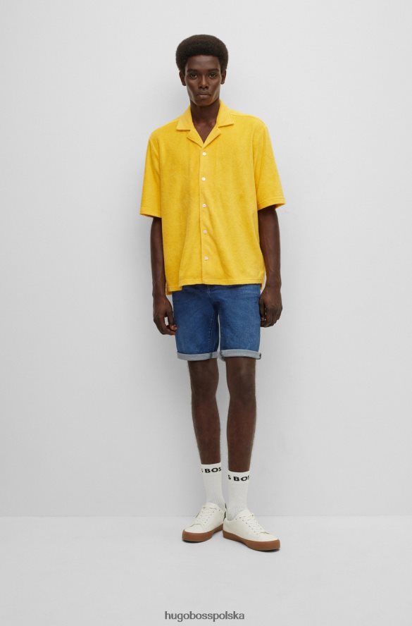 Hugo Boss Szorty o regularnym kroju z wygodnego, elastycznego dżinsu hugo w kolorze ciemnoniebieskim w kolorze średniego błękitu ciemny niebieski R0X0H63002