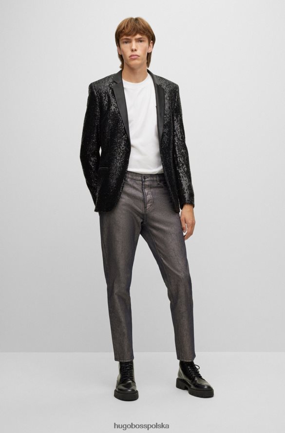 Hugo Boss Zwężane dżinsy w szarym kolorze denimu hugo z metalicznym efektem szary R0X0H63717