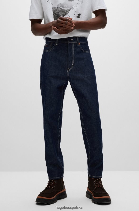 Hugo Boss Zwężane jeansy hugo z niebieskiego, sztywnego denimu w kolorze ciemnoniebieskim ciemny niebieski R0X0H61605