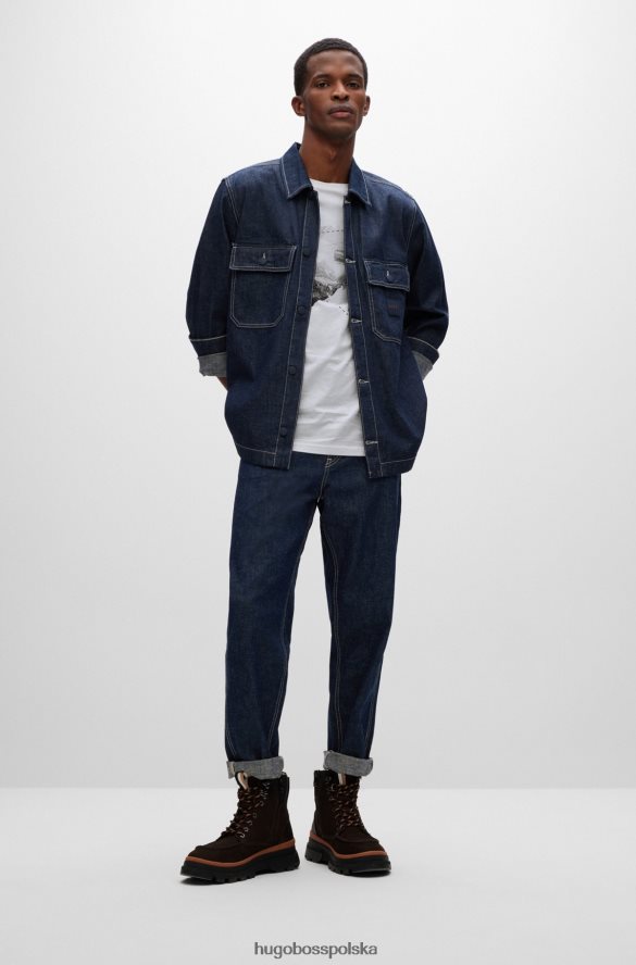 Hugo Boss Zwężane jeansy hugo z niebieskiego, sztywnego denimu w kolorze ciemnoniebieskim ciemny niebieski R0X0H61605