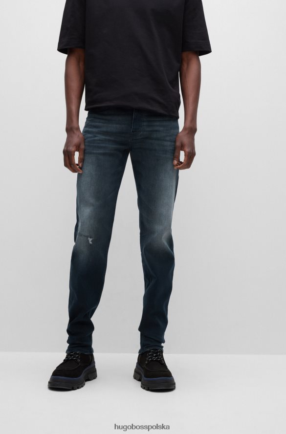 Hugo Boss Zwężane jeansy z dzianinowego, elastycznego denimu hugo w kolorze ciemnoniebieskim ciemny niebieski R0X0H64535