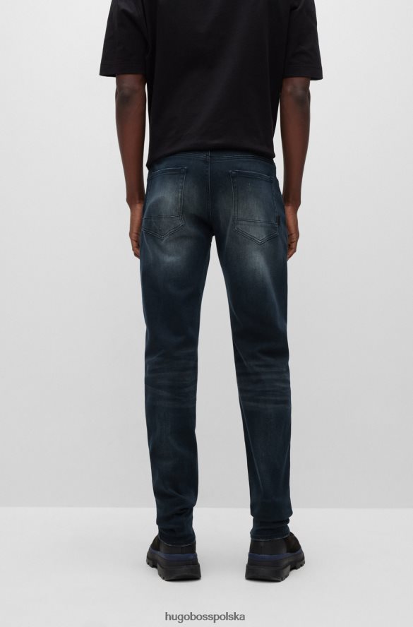 Hugo Boss Zwężane jeansy z dzianinowego, elastycznego denimu hugo w kolorze ciemnoniebieskim ciemny niebieski R0X0H64535