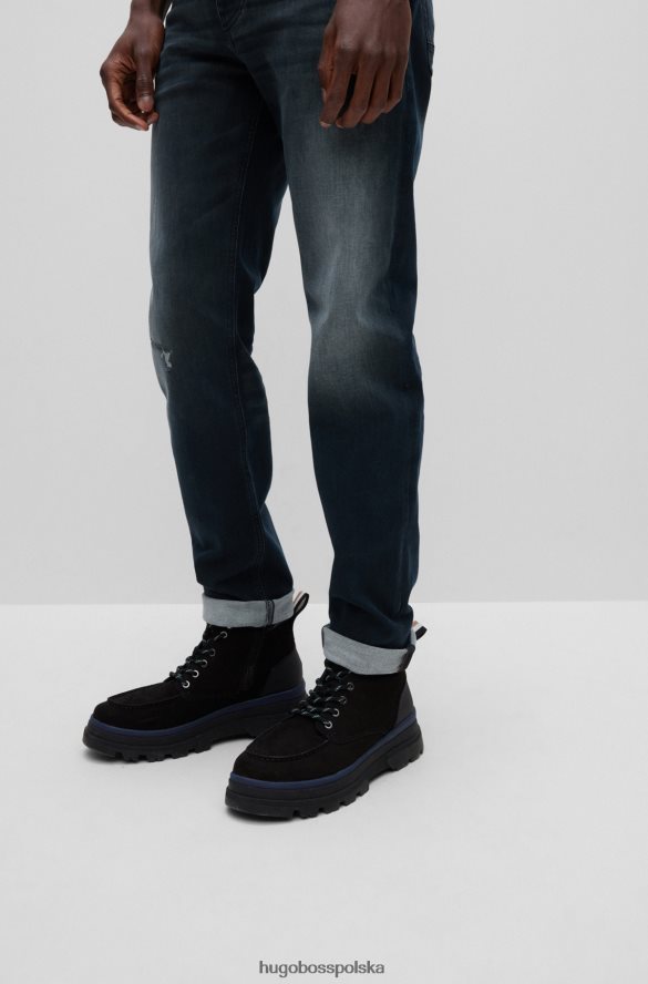 Hugo Boss Zwężane jeansy z dzianinowego, elastycznego denimu hugo w kolorze ciemnoniebieskim ciemny niebieski R0X0H64535