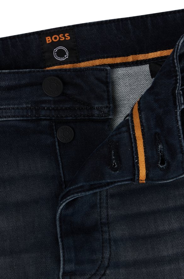 Hugo Boss Zwężane jeansy z dzianinowego, elastycznego denimu hugo w kolorze ciemnoniebieskim ciemny niebieski R0X0H64535