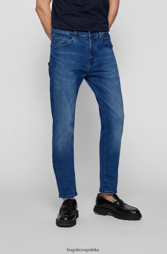 Hugo Boss Zwężane jeansy z niebieskiego denimu najwyższej jakości w kolorze ciemnoniebieskim hugo ciemny niebieski R0X0H63514