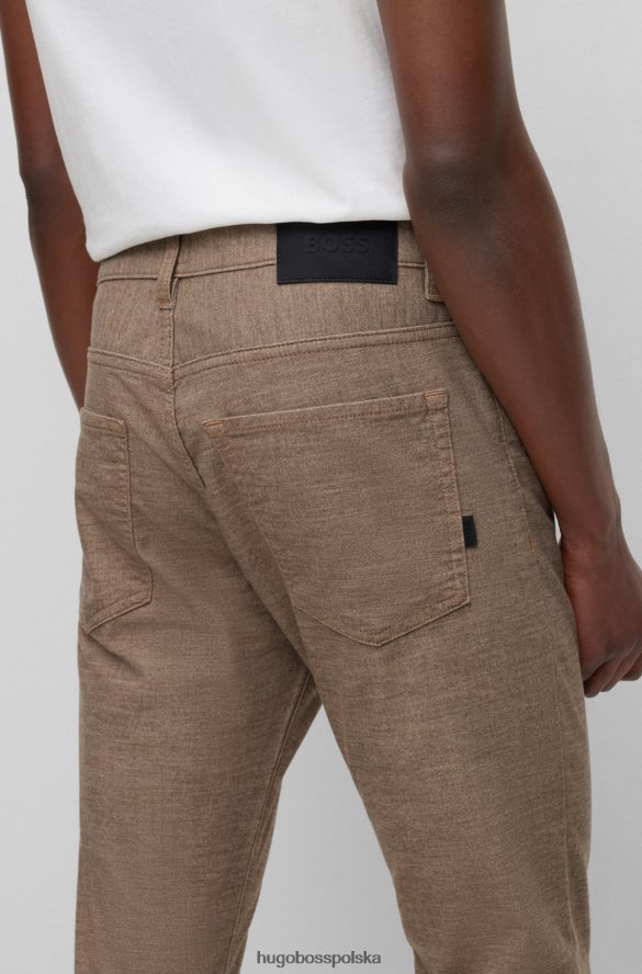 Hugo Boss beżowe jeansy hugo slim fit z elastycznego denimu z efektem melanżu beżowy R0X0H61448