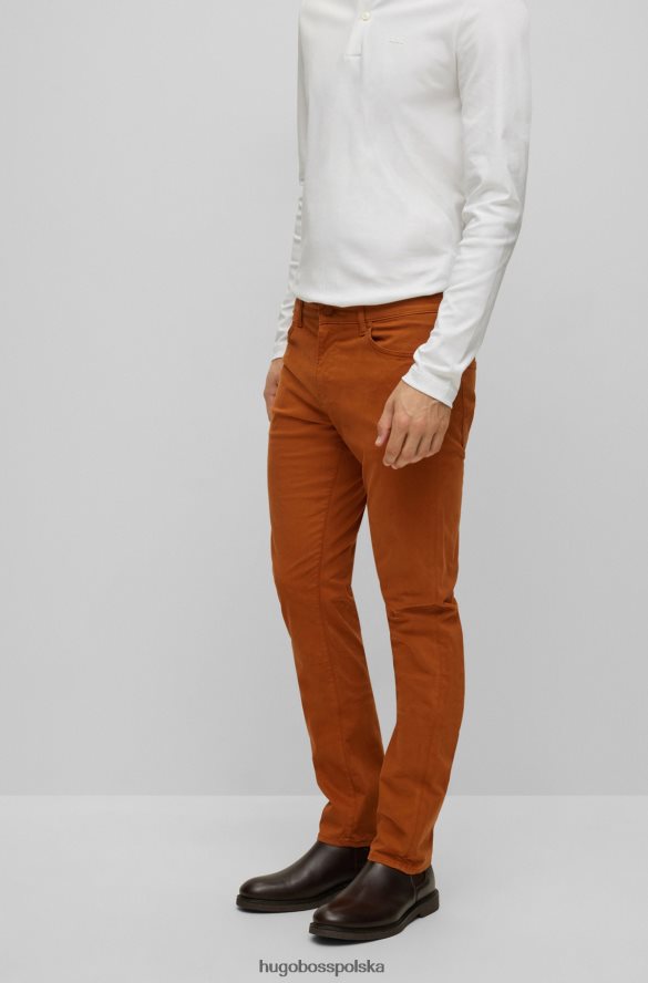 Hugo Boss brązowe jeansy Hugo o dopasowanym kroju ze szczotkowanego, elastycznego denimu brązowy R0X0H61512