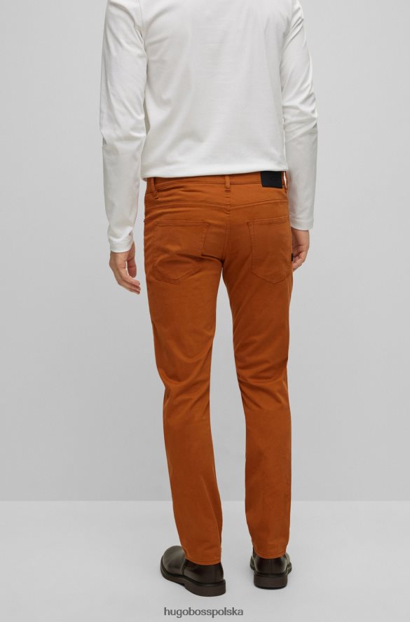 Hugo Boss brązowe jeansy Hugo o dopasowanym kroju ze szczotkowanego, elastycznego denimu brązowy R0X0H61512