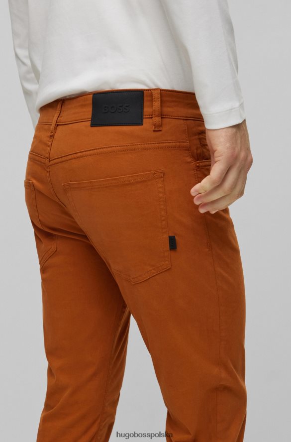 Hugo Boss brązowe jeansy Hugo o dopasowanym kroju ze szczotkowanego, elastycznego denimu brązowy R0X0H61512