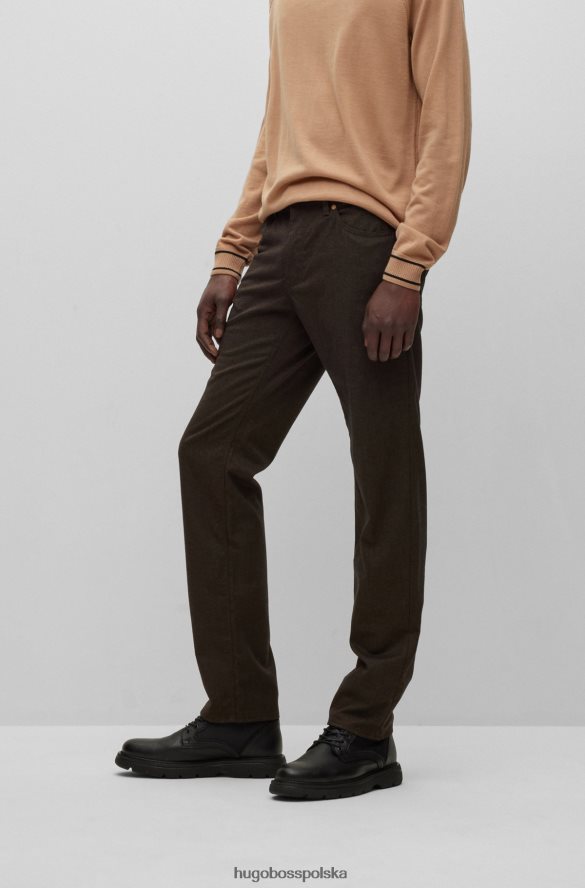Hugo Boss ciemnobrązowe jeansy hugo o regularnym kroju z melanżowego, elastycznego denimu ciemny brąz R0X0H62641