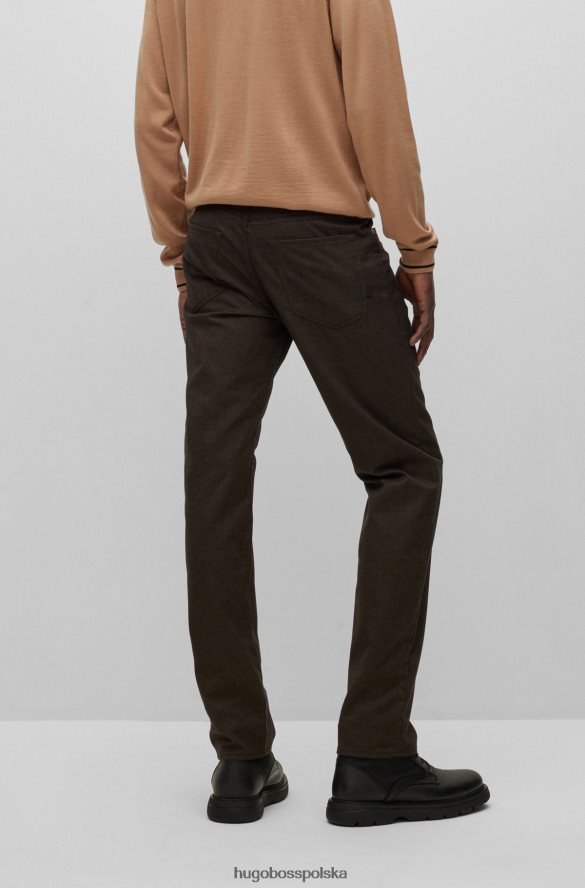 Hugo Boss ciemnobrązowe jeansy hugo o regularnym kroju z melanżowego, elastycznego denimu ciemny brąz R0X0H62641