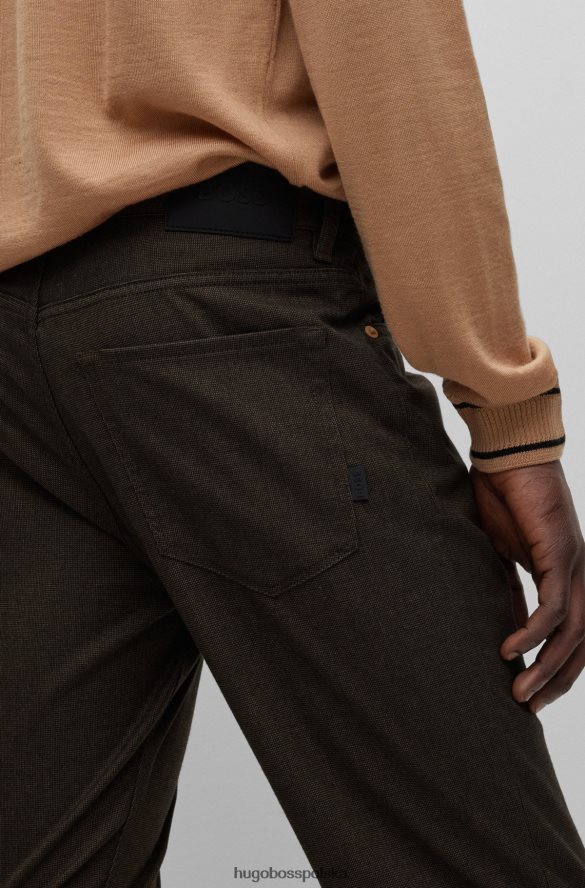 Hugo Boss ciemnobrązowe jeansy hugo o regularnym kroju z melanżowego, elastycznego denimu ciemny brąz R0X0H62641