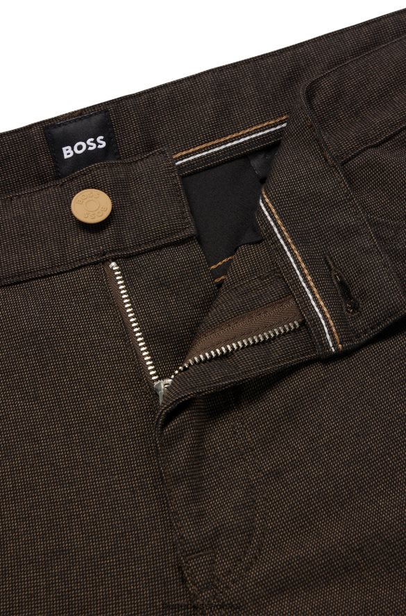 Hugo Boss ciemnobrązowe jeansy hugo o regularnym kroju z melanżowego, elastycznego denimu ciemny brąz R0X0H62641
