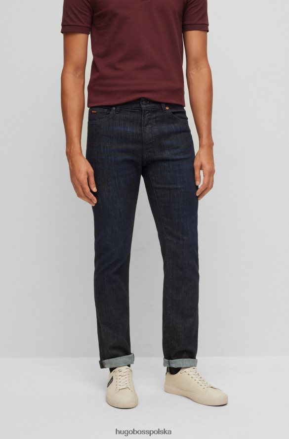 Hugo Boss ciemnoniebieskie dżinsy hugo o regularnym kroju z niebieskiego bardzo elastycznego denimu ciemny niebieski R0X0H61328