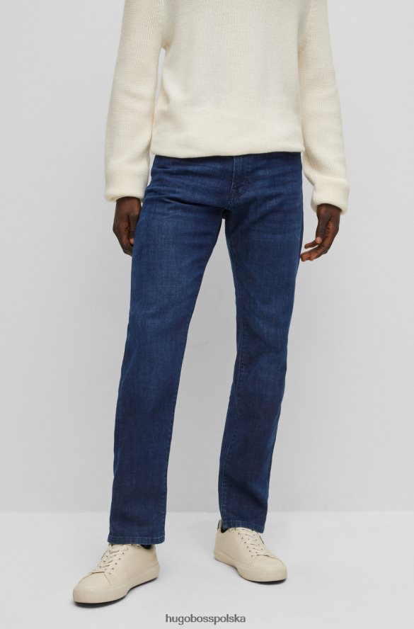 Hugo Boss ciemnoniebieskie dżinsy hugo o regularnym kroju z niebieskiego bardzo elastycznego denimu ciemny niebieski R0X0H61653