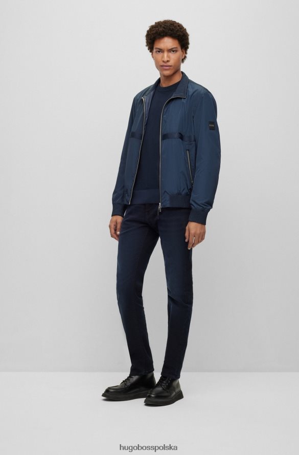 Hugo Boss ciemnoniebieskie dżinsy o regularnym kroju z niebiesko-czarnego, wygodnego, elastycznego denimu hugo ciemny niebieski R0X0H61805