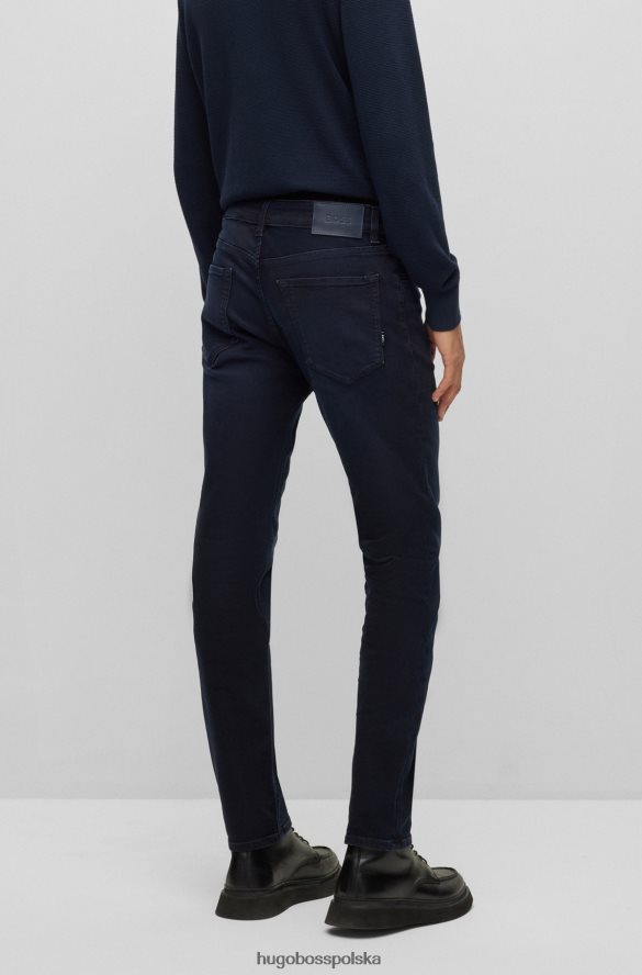 Hugo Boss ciemnoniebieskie dżinsy o regularnym kroju z niebiesko-czarnego, wygodnego, elastycznego denimu hugo ciemny niebieski R0X0H61805