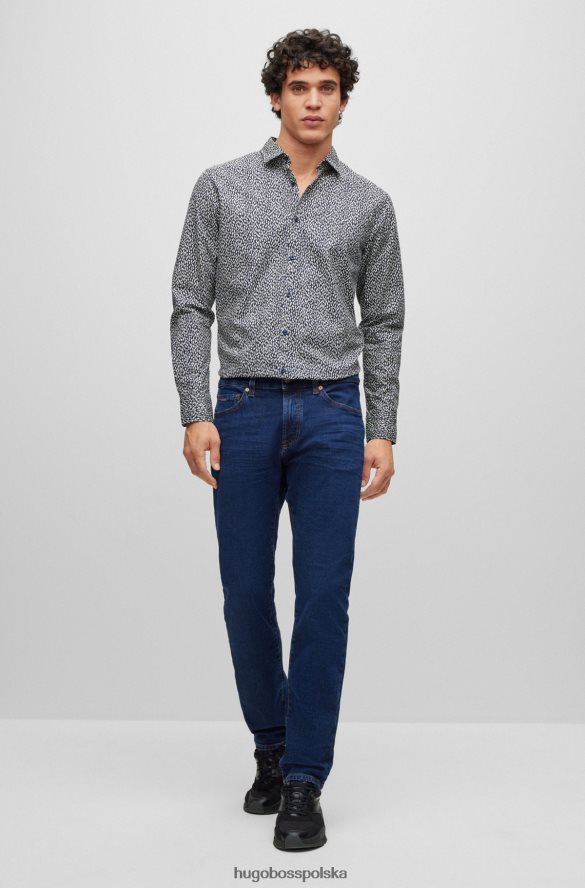 Hugo Boss ciemnoniebieskie dżinsy o regularnym kroju z wygodnego, elastycznego denimu hugo w kolorze marmurkowego indygo ciemny niebieski R0X0H61595