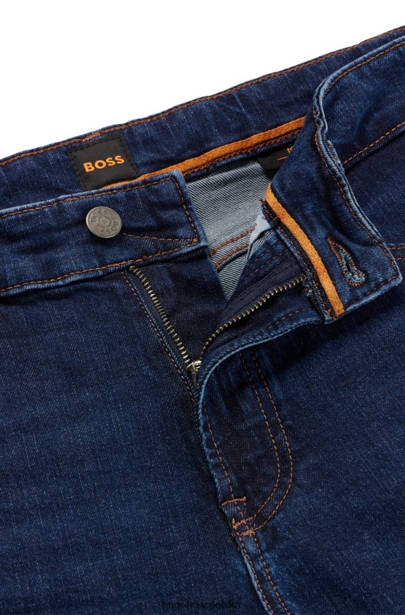 Hugo Boss ciemnoniebieskie dżinsy o regularnym kroju z wygodnego, elastycznego denimu hugo w kolorze marmurkowego indygo ciemny niebieski R0X0H61595