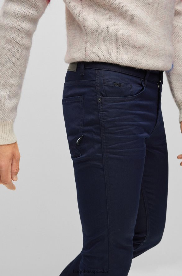 Hugo Boss ciemnoniebieskie dżinsy slim fit hugo z niebiesko-czarnego, wygodnego denimu ze stretchem ciemny niebieski R0X0H61359