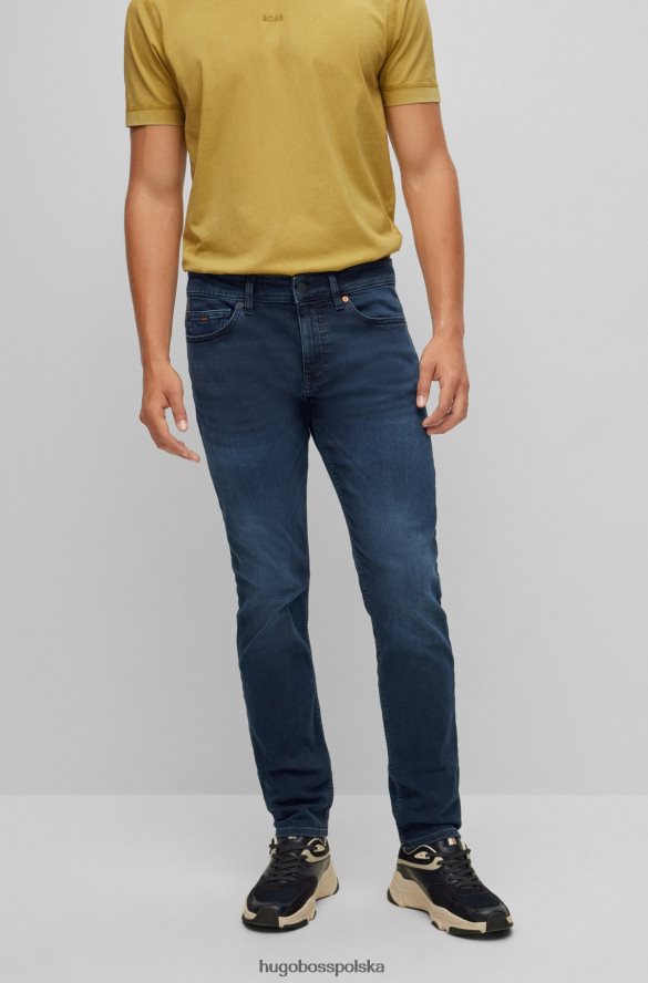 Hugo Boss ciemnoniebieskie dżinsy slim-fit z niebiesko-czarnego, wygodnego dżinsu hugo ciemny niebieski R0X0H61070