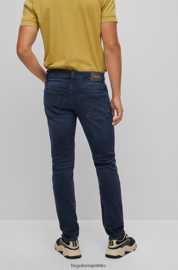 Hugo Boss ciemnoniebieskie dżinsy slim-fit z niebiesko-czarnego, wygodnego dżinsu hugo ciemny niebieski R0X0H61070