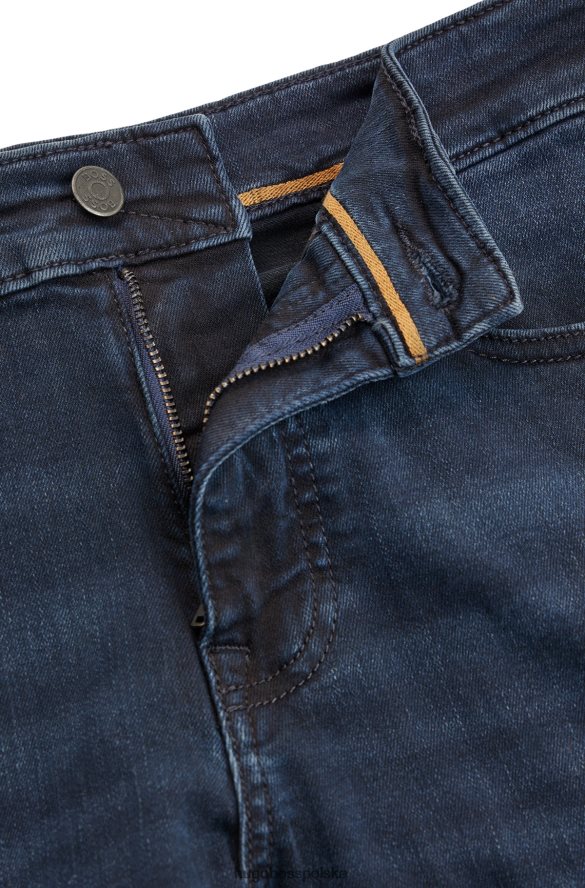 Hugo Boss ciemnoniebieskie dżinsy slim-fit z niebiesko-czarnego, wygodnego dżinsu hugo ciemny niebieski R0X0H61070