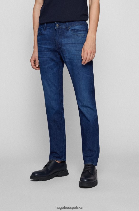 Hugo Boss ciemnoniebieskie jeansy Hugo o regularnym kroju z lekkiego niebieskiego włoskiego denimu ciemny niebieski R0X0H61873