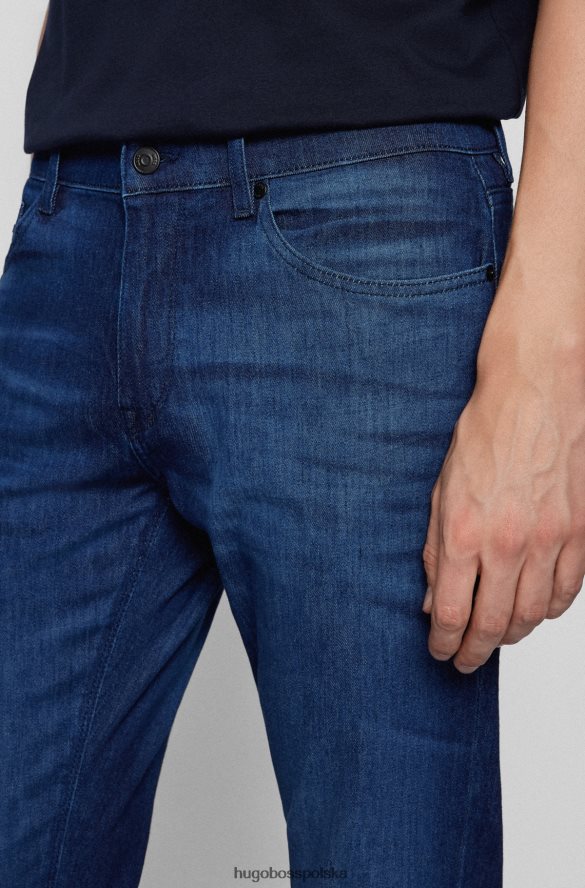 Hugo Boss ciemnoniebieskie jeansy Hugo o regularnym kroju z lekkiego niebieskiego włoskiego denimu ciemny niebieski R0X0H61873