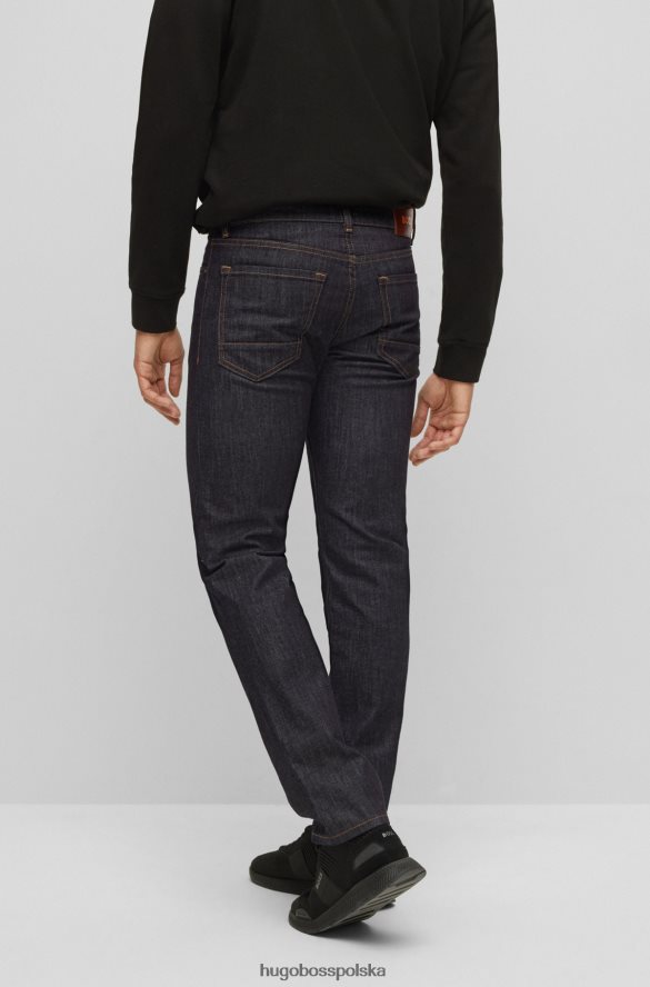 Hugo Boss ciemnoniebieskie jeansy hugo o regularnym kroju z niebieskiego elastycznego denimu ciemny niebieski R0X0H61317