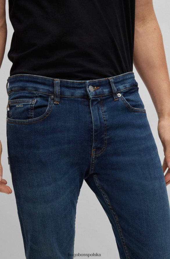 Hugo Boss ciemnoniebieskie jeansy hugo slim fit z bardzo elastycznego denimu w kolorze indygo ciemny niebieski R0X0H61042