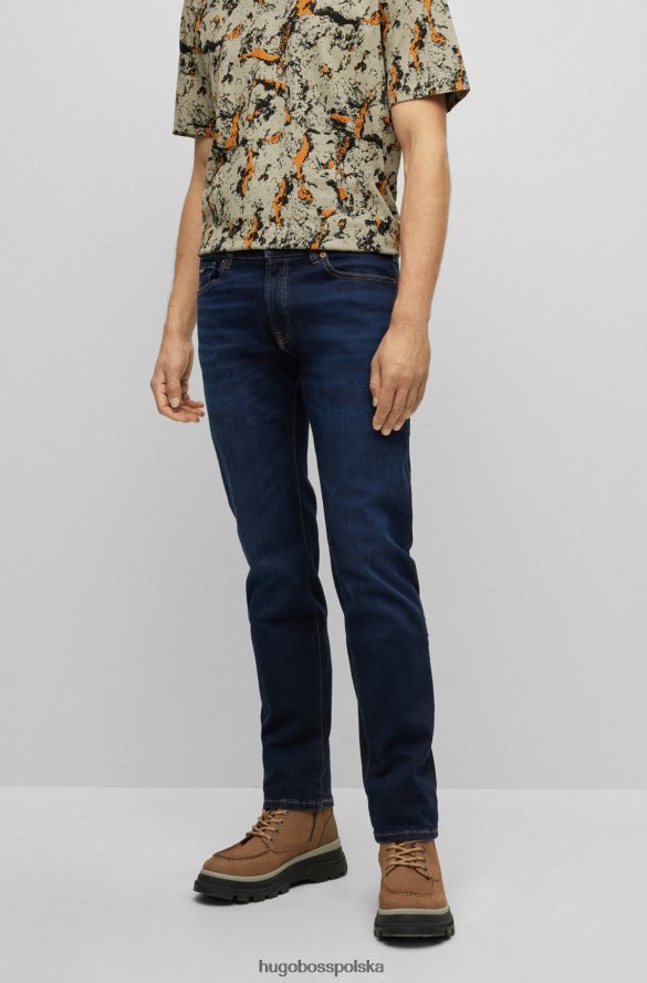 Hugo Boss ciemnoniebieskie jeansy o regularnym kroju z niebieskiego bardzo elastycznego denimu hugo ciemny niebieski R0X0H61571