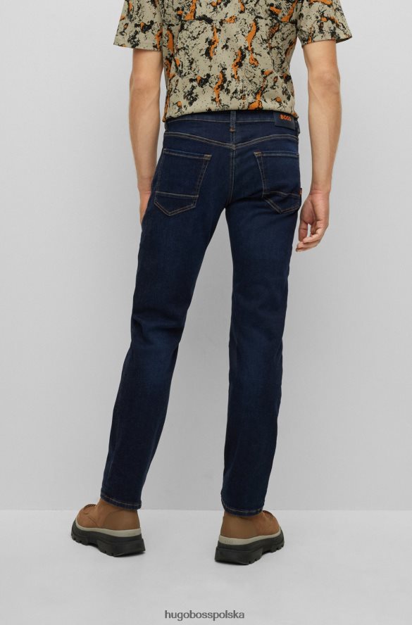 Hugo Boss ciemnoniebieskie jeansy o regularnym kroju z niebieskiego bardzo elastycznego denimu hugo ciemny niebieski R0X0H61571