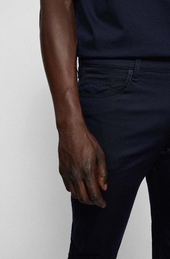 Hugo Boss ciemnoniebieskie jeansy slim fit hugo z elastycznego, satynowego denimu ciemny niebieski R0X0H61431