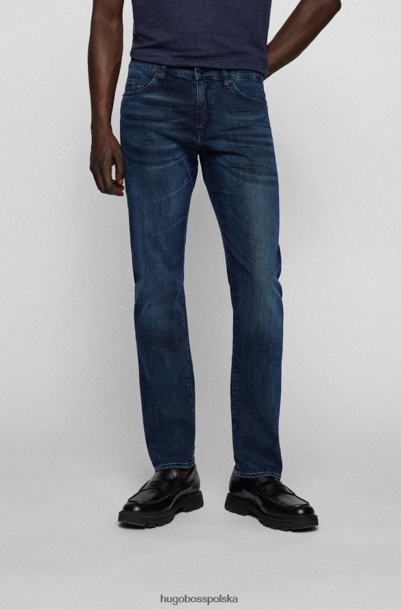 Hugo Boss ciemnoniebieskie jeansy slim fit hugo z niebieskiego, wygodnego denimu ze streczem ciemny niebieski R0X0H62309