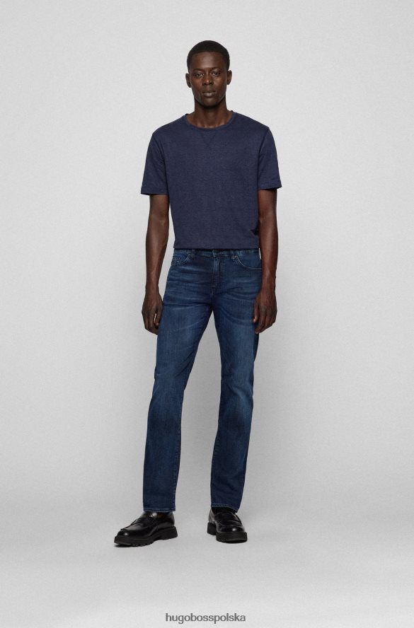 Hugo Boss ciemnoniebieskie jeansy slim fit hugo z niebieskiego, wygodnego denimu ze streczem ciemny niebieski R0X0H62309