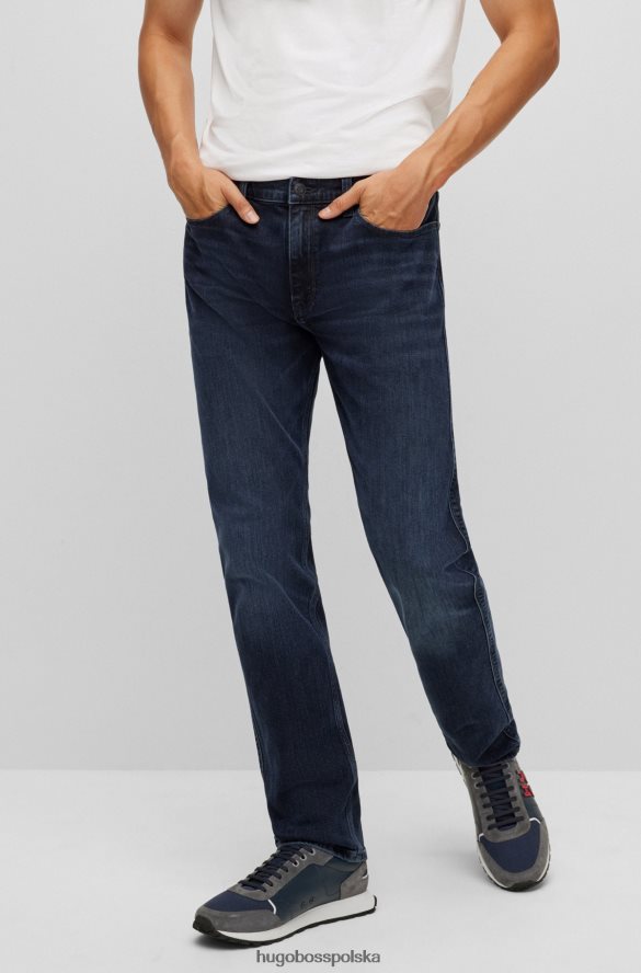 Hugo Boss ciemnoniebieskie jeansy slim fit hugo z niebiesko-czarnego elastycznego denimu ciemny niebieski R0X0H62441