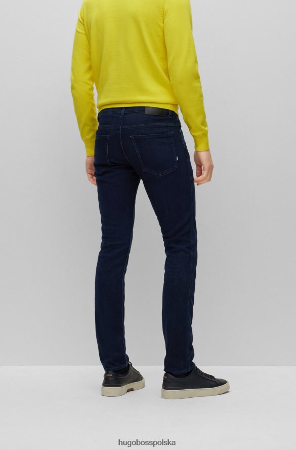 Hugo Boss ciemnoniebieskie jeansy slim-fit w niebieskim, włoskim super miękkim dżinsie hugo ciemny niebieski R0X0H61362
