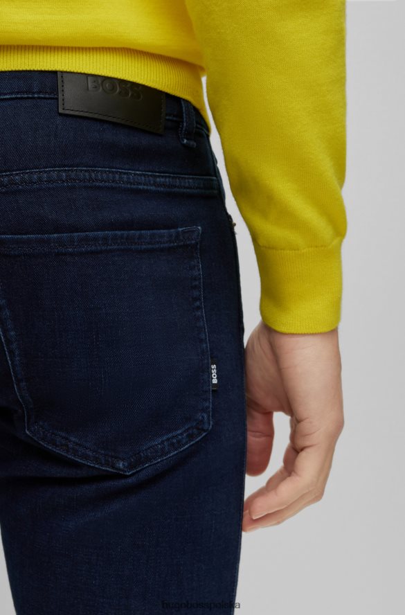 Hugo Boss ciemnoniebieskie jeansy slim-fit w niebieskim, włoskim super miękkim dżinsie hugo ciemny niebieski R0X0H61362
